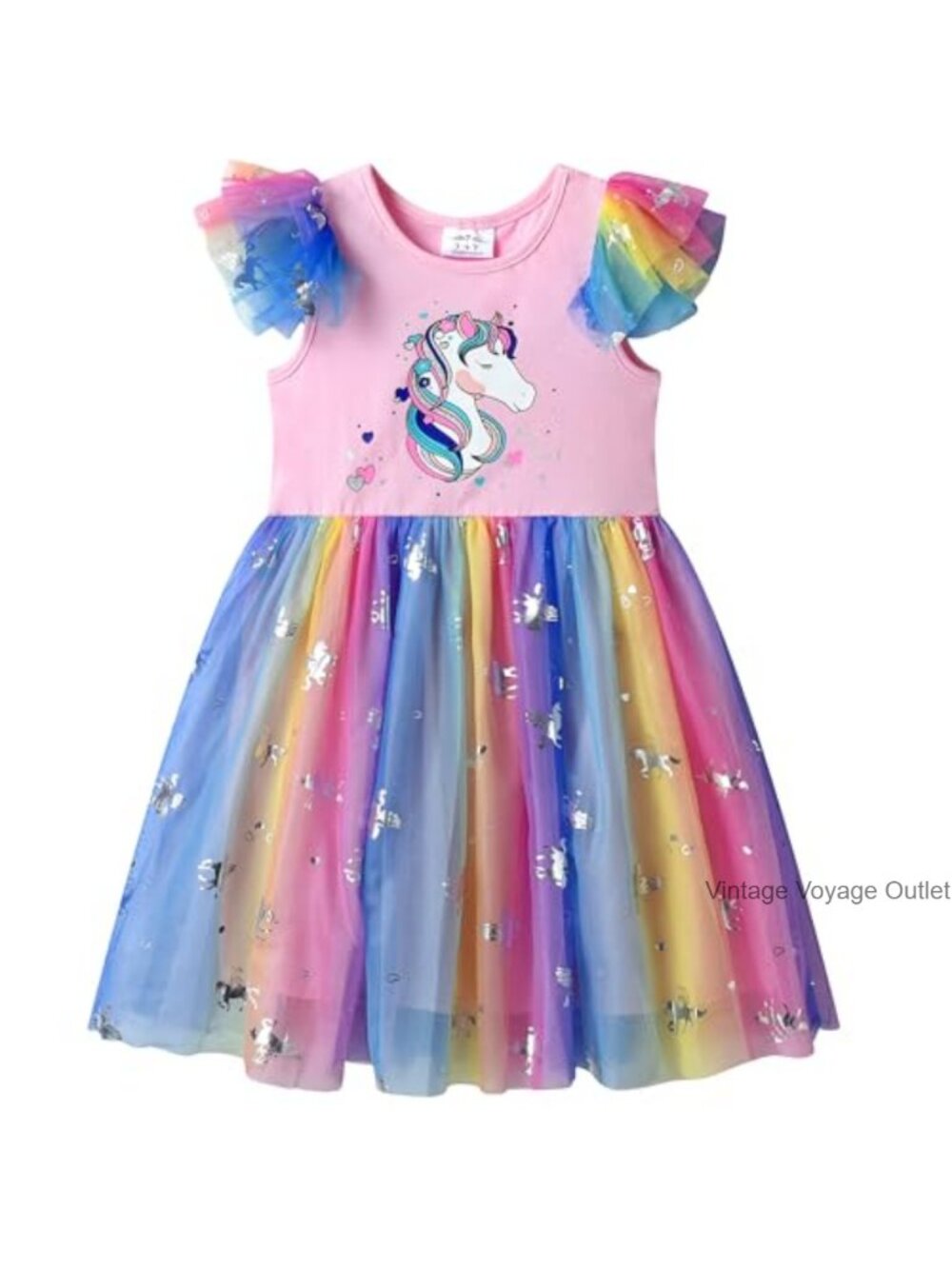 Tutu Dress Cotton Lined Flutter Sleeve Kids Party